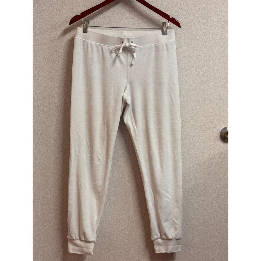Juicy Couture Black Label White French Terry Jogger Pants USA Made CozyCore Y2K